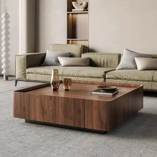 ORIEREEY Elegant Wooden Coffee Table with Storage Shelf - Modern Living Room Furniture for Home or Office
